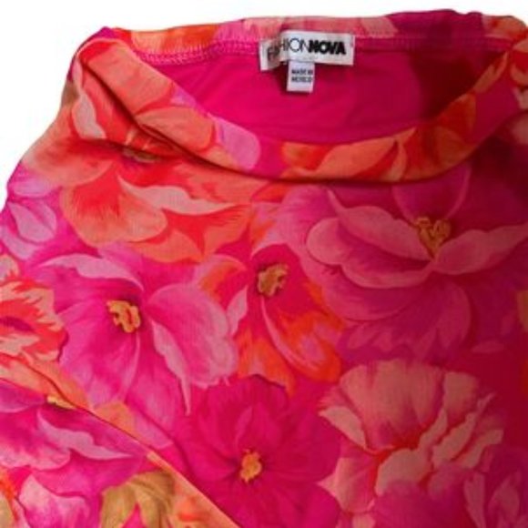 PINK ISLAND GIRL FLORAL FLOWY SKIRT RUFFLE ASYMMETRICAL MINI FASHION NOVA IN XS - Picture 4 of 5